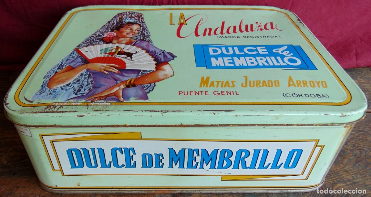 Cajas y cajitas met&aacute;licas: Lata litografiada &rdquo;La Andaluza&rdquo; Dulce de Membrillo 1965
