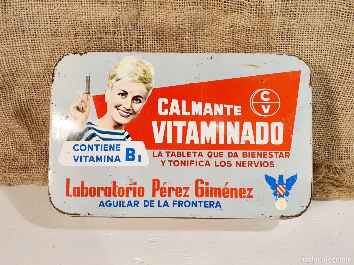 Cajas y cajitas met&aacute;licas: Lata de Calmante Vitaminado. A&ntilde;os 60.