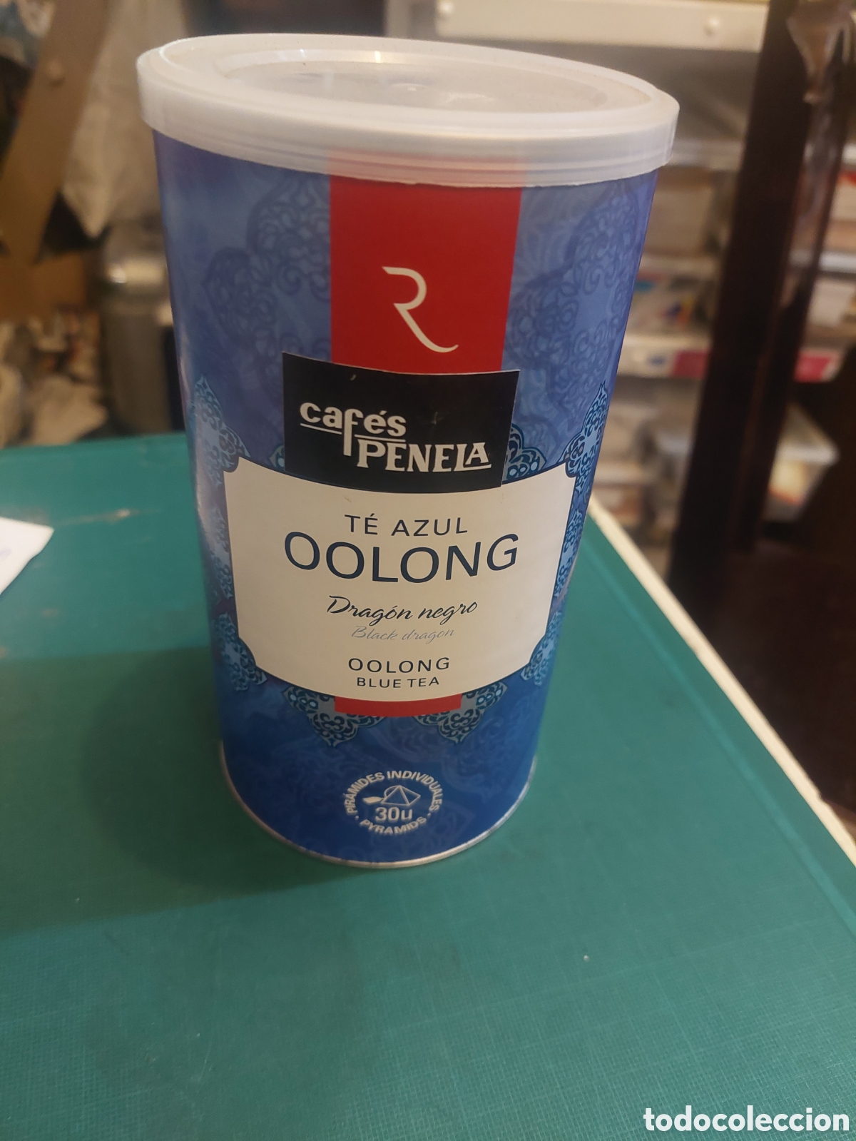 Caixas e caixinhas met&aacute;licas: CAF&Eacute;S PENELAS TE OOLONG DRAGON NEGRO BOTE BLUE TEA Pyramids