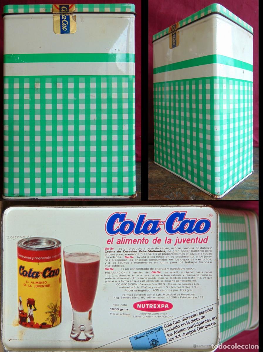 Cajas y cajitas met&aacute;licas: Lata vintage Cola-Cao con cuadros.