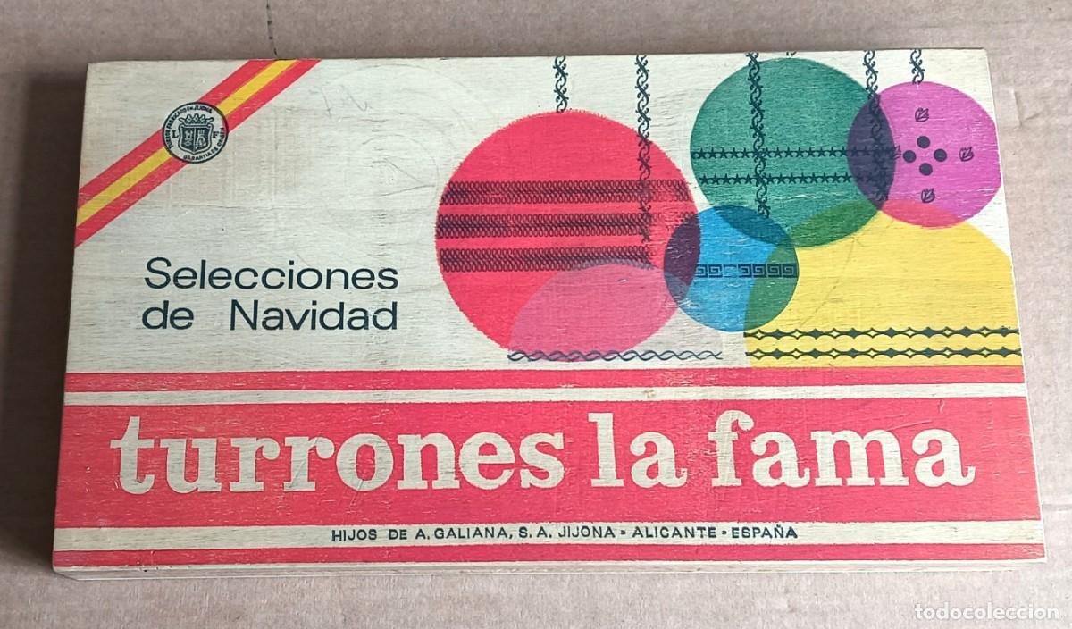 Cajas y cajitas met&aacute;licas: Caja de madera TURRONES LA FAMA Hijos de A. Gallina s.a Jijona Alicante Espa&ntilde;a Selecci&oacute;n de Navidad