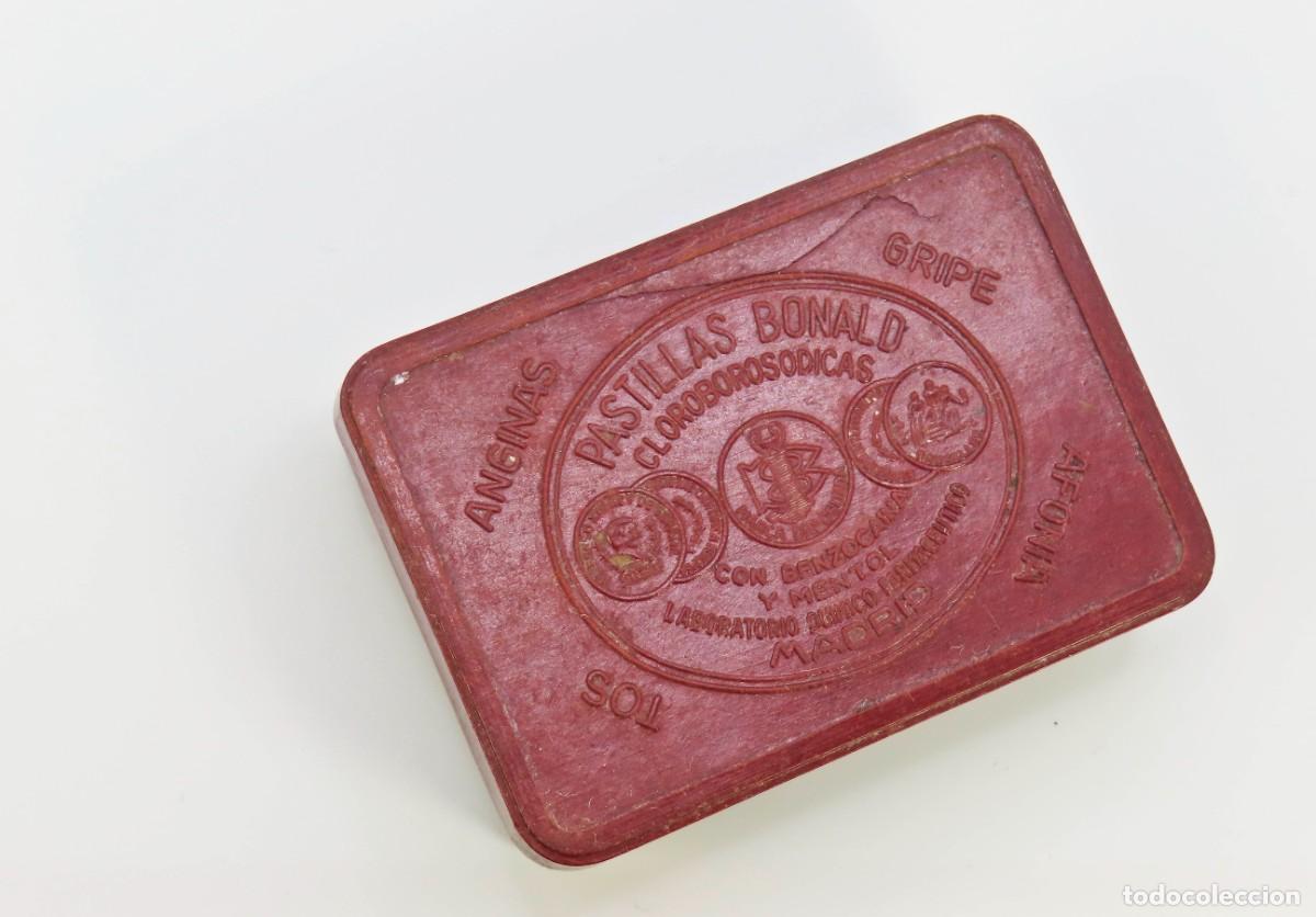 Cajas y cajitas met&aacute;licas: CAJA BAQUELITA PASTILLAS BONALD MADRID 6,4 X 4,5 cm FARMACIA