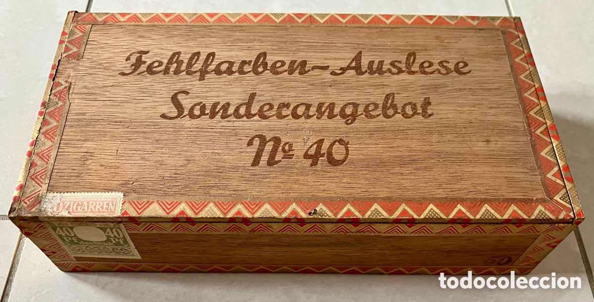 Cajas y cajitas met&aacute;licas: 1926-1932 caja de puros &bdquo;Fehlfarben Auslese&rdquo; decoracion vieja - original de fabrica de tabacos