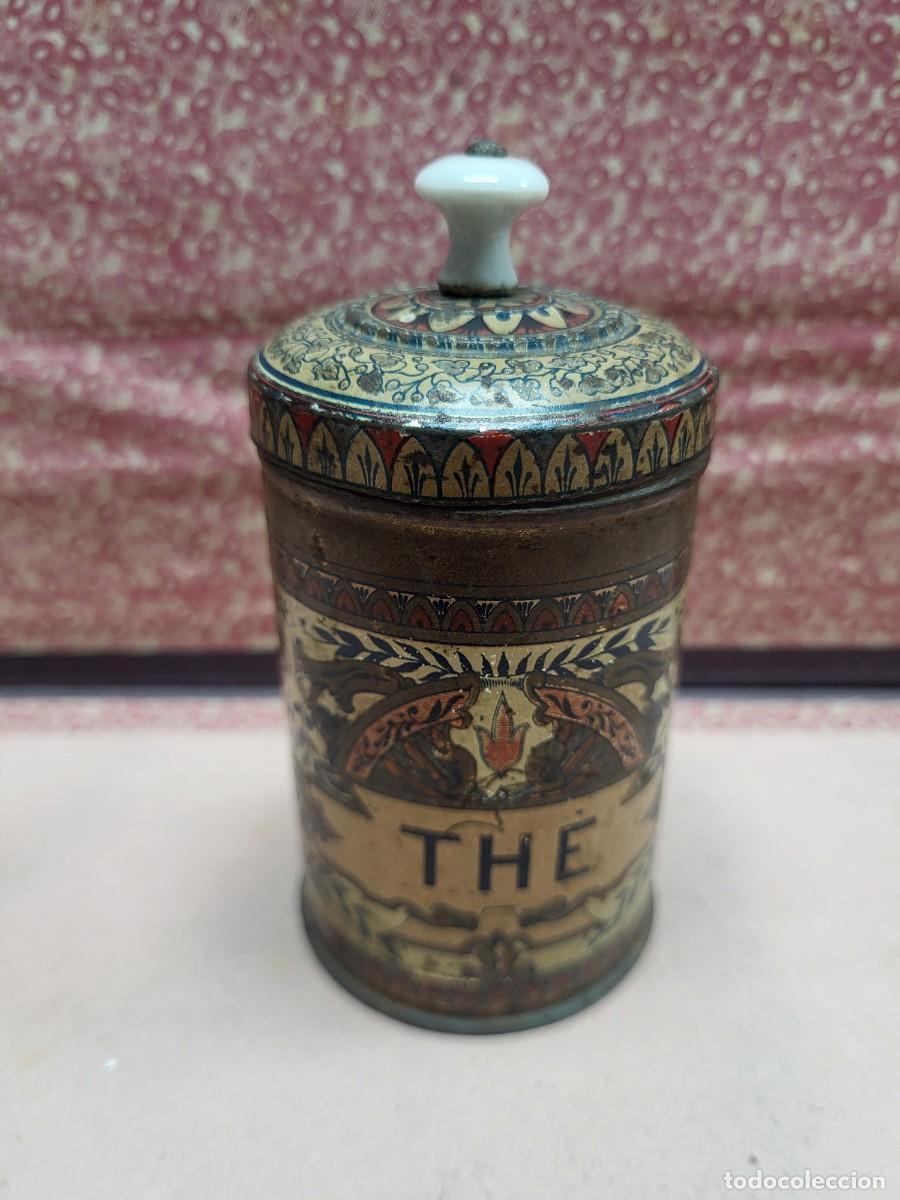 Cajas y cajitas met&aacute;licas: ANTIGUA CAJA LATA MODERNISTA LITOGRAFIADA THE