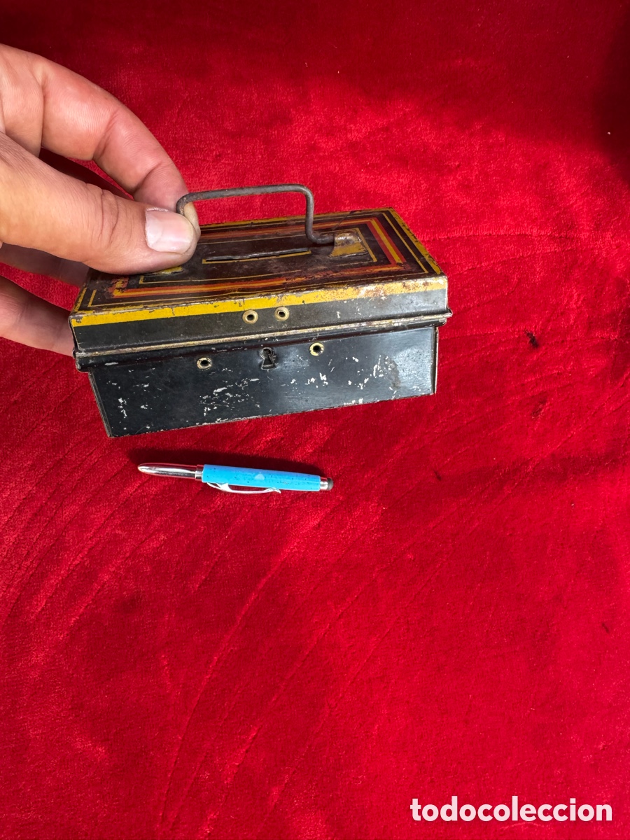 Cajas y cajitas met&aacute;licas: Antigua hucha de hojalata litografiada Paya! A&ntilde;os 30.