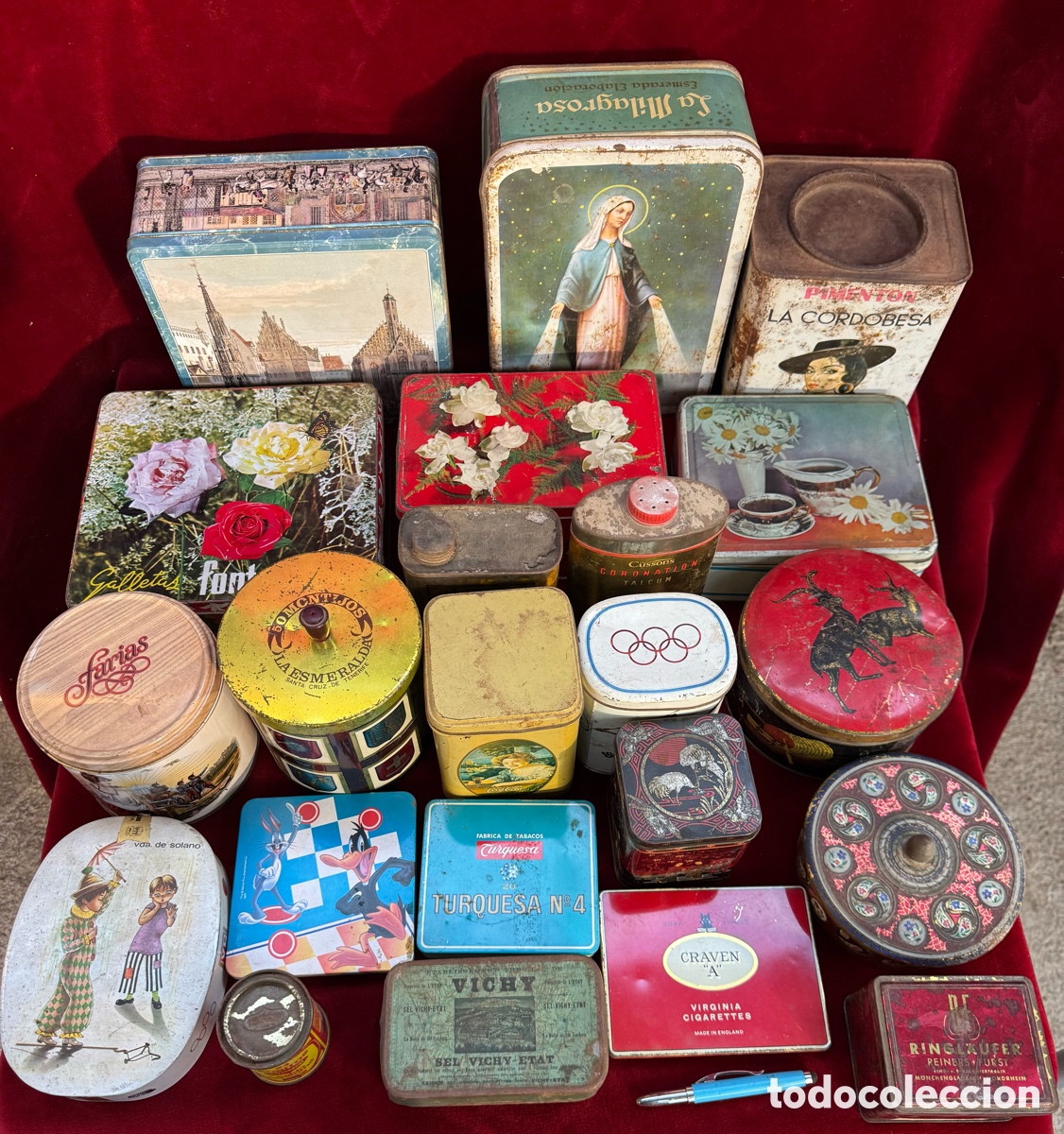Cajas y cajitas met&aacute;licas: Gran lote +20 antiguas cajas de hojalata litografiadas! La mayoria marcas espa&ntilde;olas!