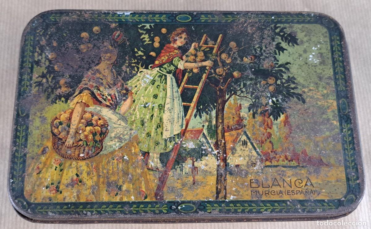 Cajas y cajitas met&aacute;licas: Caja met&aacute;lica &ldquo;Dulce de Membrillo, Productos Ren&eacute;&rdquo;, Blanca (Murcia), ca. 1930&ndash;1940