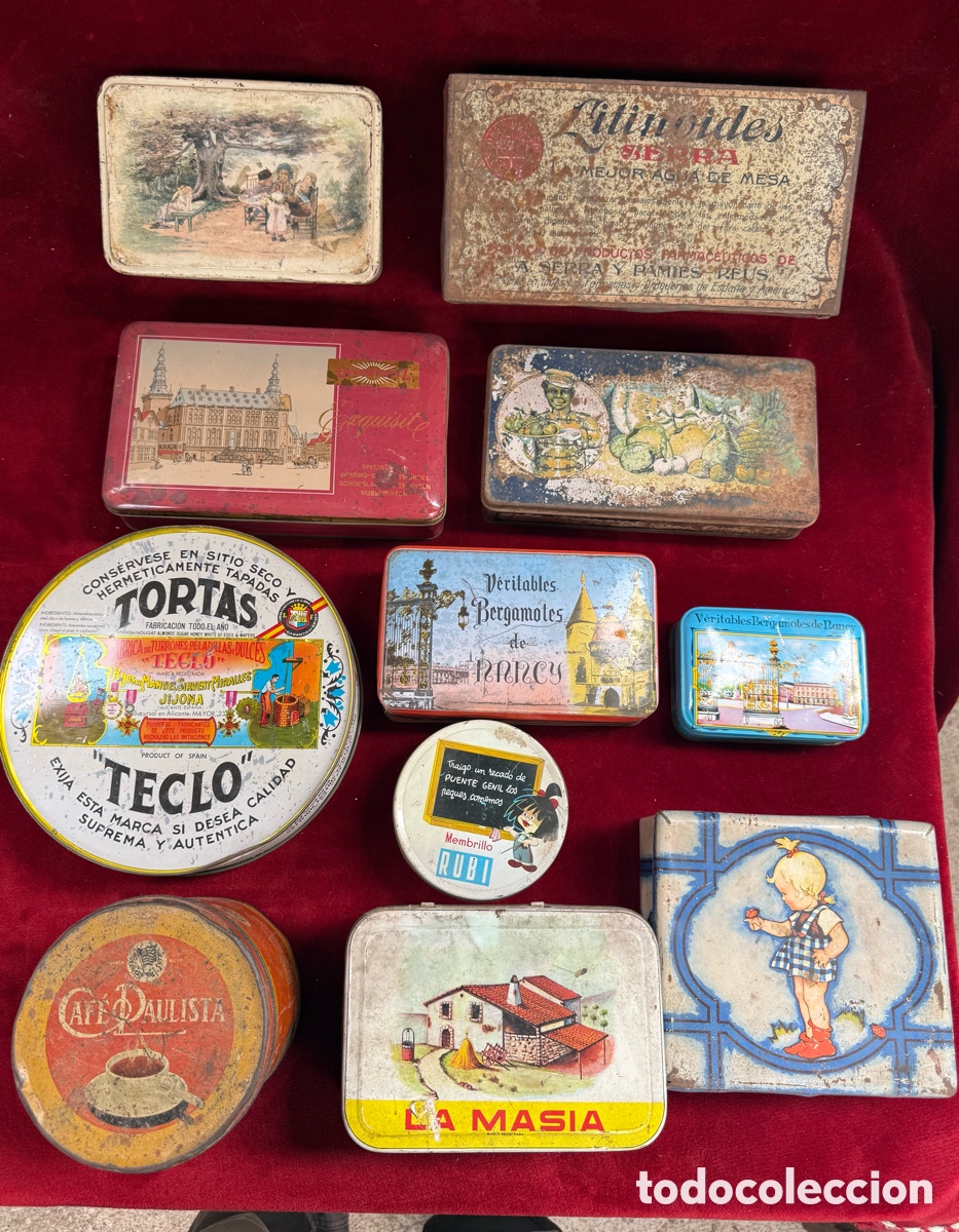 Cajas y cajitas met&aacute;licas: Gran lote de cajas antiguas serigrafiadas!