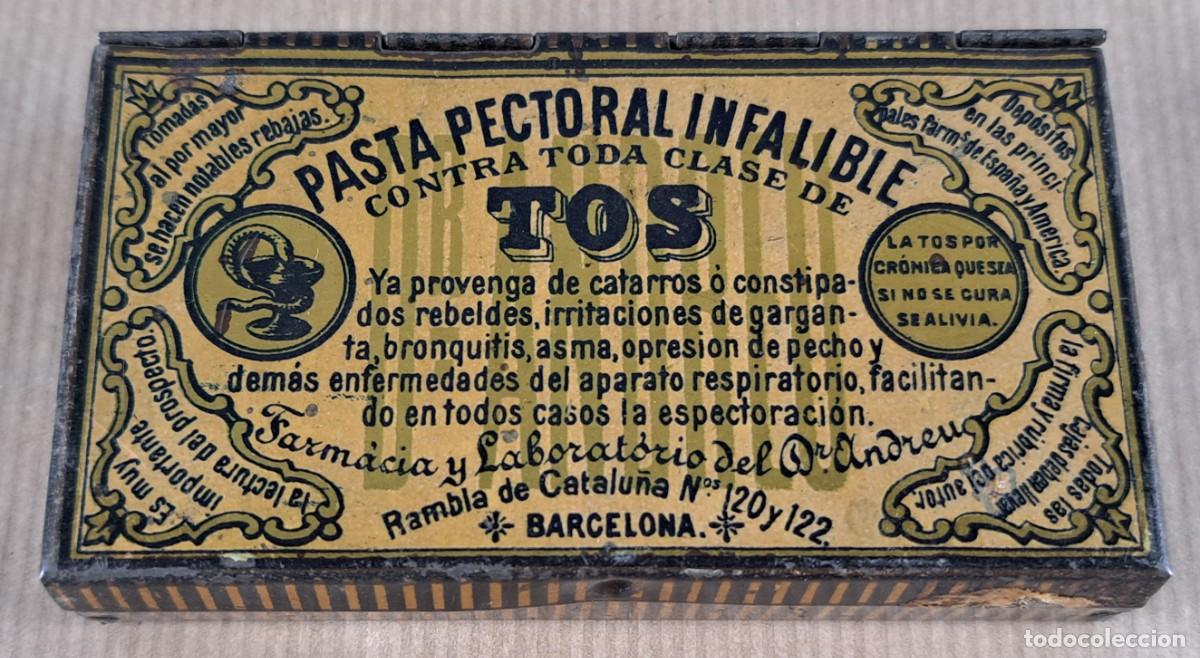Cajas y cajitas met&aacute;licas: Caja de lata &ldquo;Pasta Pectoral Infalible &ndash; Dr. Andreu&rdquo;
