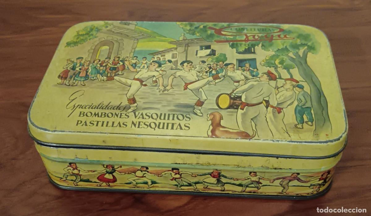 Cajas y cajitas met&aacute;licas: CAJA MET&Aacute;LICA BOMBONES VASQUITOS PASTILLAS NESQUITAS CONFIGURAS GOYA 17,5X11 CM. A&Ntilde;OS 50
