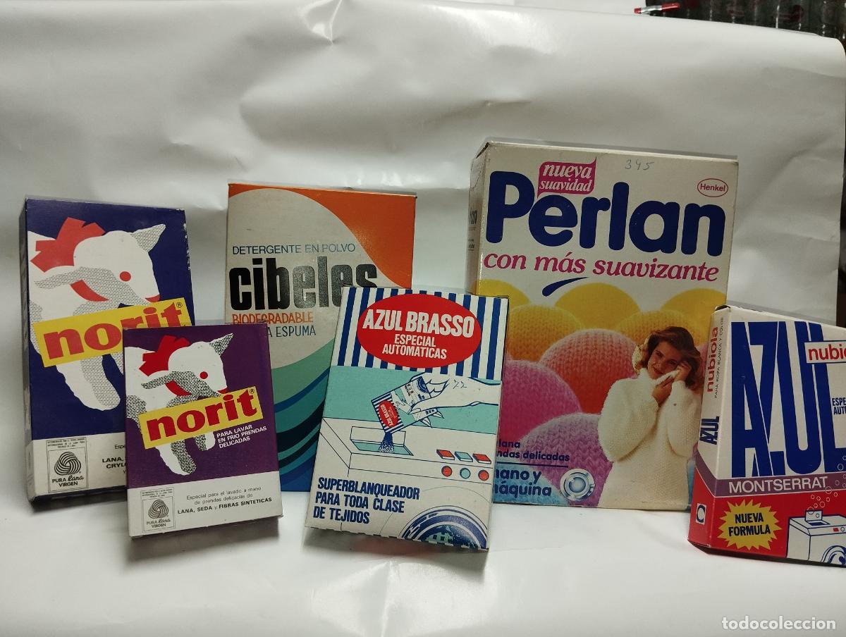 Cajas y cajitas met&aacute;licas: Lote de paquetes de detergente vintage noritz Perlan