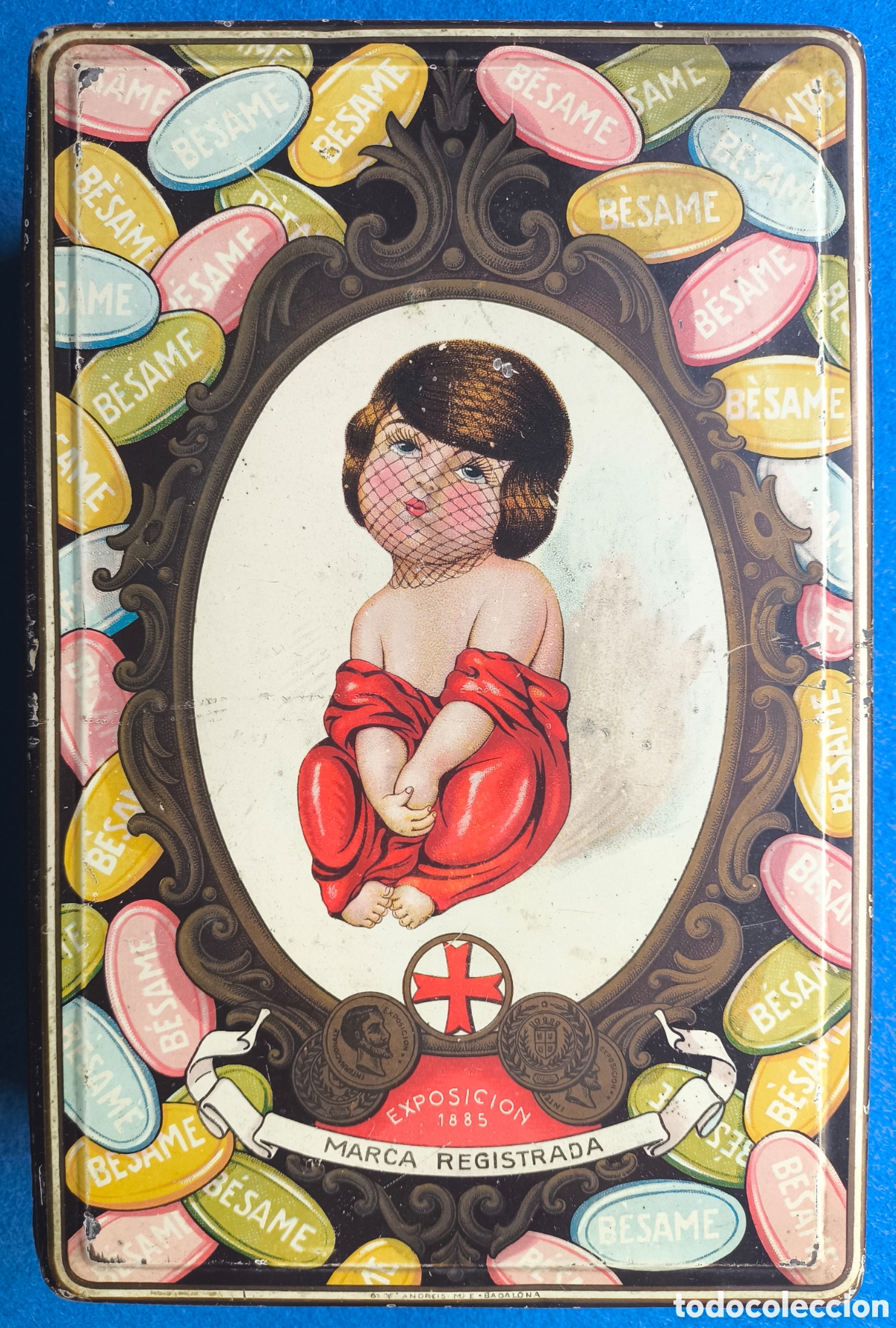 Cajas y cajitas met&aacute;licas: LATA LITOGRAFIADA G. DE ANDREIS PUBLICIDAD DULCES RAM&Oacute;N SOLER BOFILL BARCELONA C. 1910