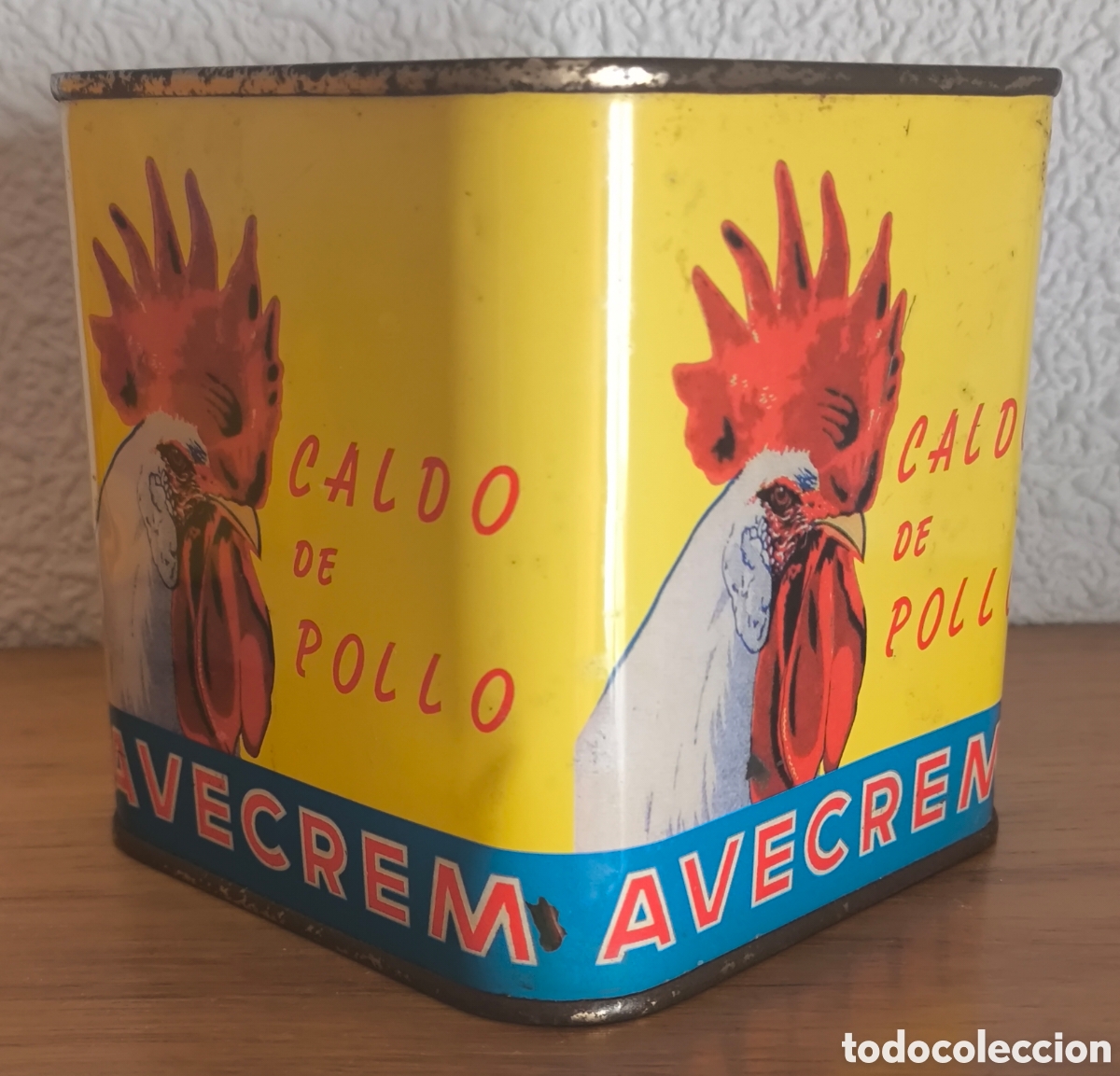 Cajas y cajitas met&aacute;licas: LATA LITOGRAFIADA PUBLICIDAD GALLINA BLANCA C. 1955
