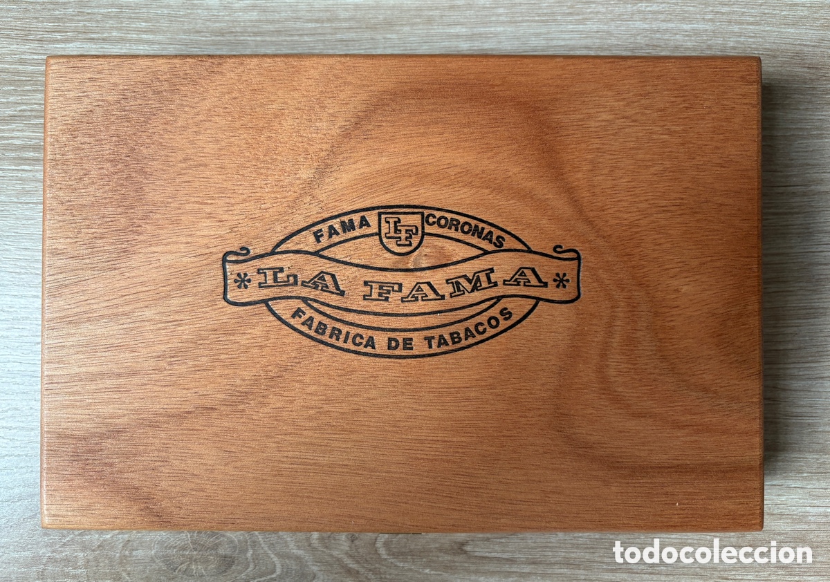 Cajas y cajitas met&aacute;licas: (L816) LA FAMA Coronas &middot; F&aacute;brica de Tabacos &middot; Canarias &middot; Caja madera cedro puros vac&iacute;a