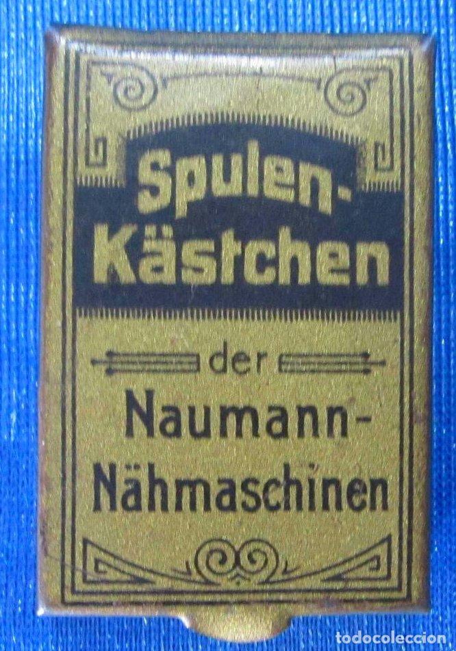 Cajas y cajitas met&aacute;licas: SPULEN-K&Auml;STCHEN. NAUMANN N&Auml;HMASCHINEN. CAJA MET&Aacute;LICA CON CARRETES DE HILO PARA M&Aacute;QUINA DE COSER