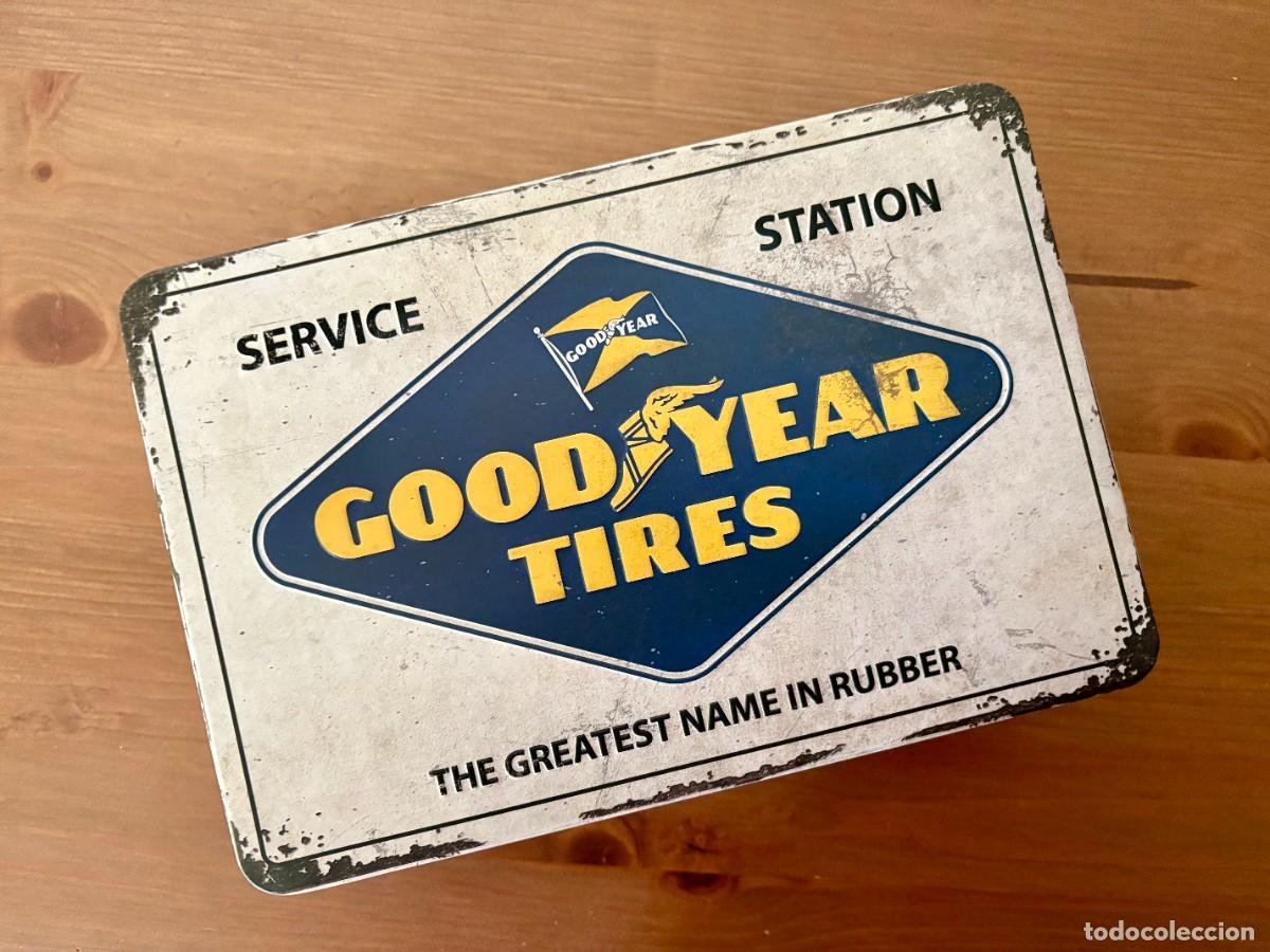 Cajas y cajitas met&aacute;licas: CAJA DE METAL ESTILO RETRO VINTAGE GOOD YEAR TIRES NOSTALGIC ART NUEVA SIN USO