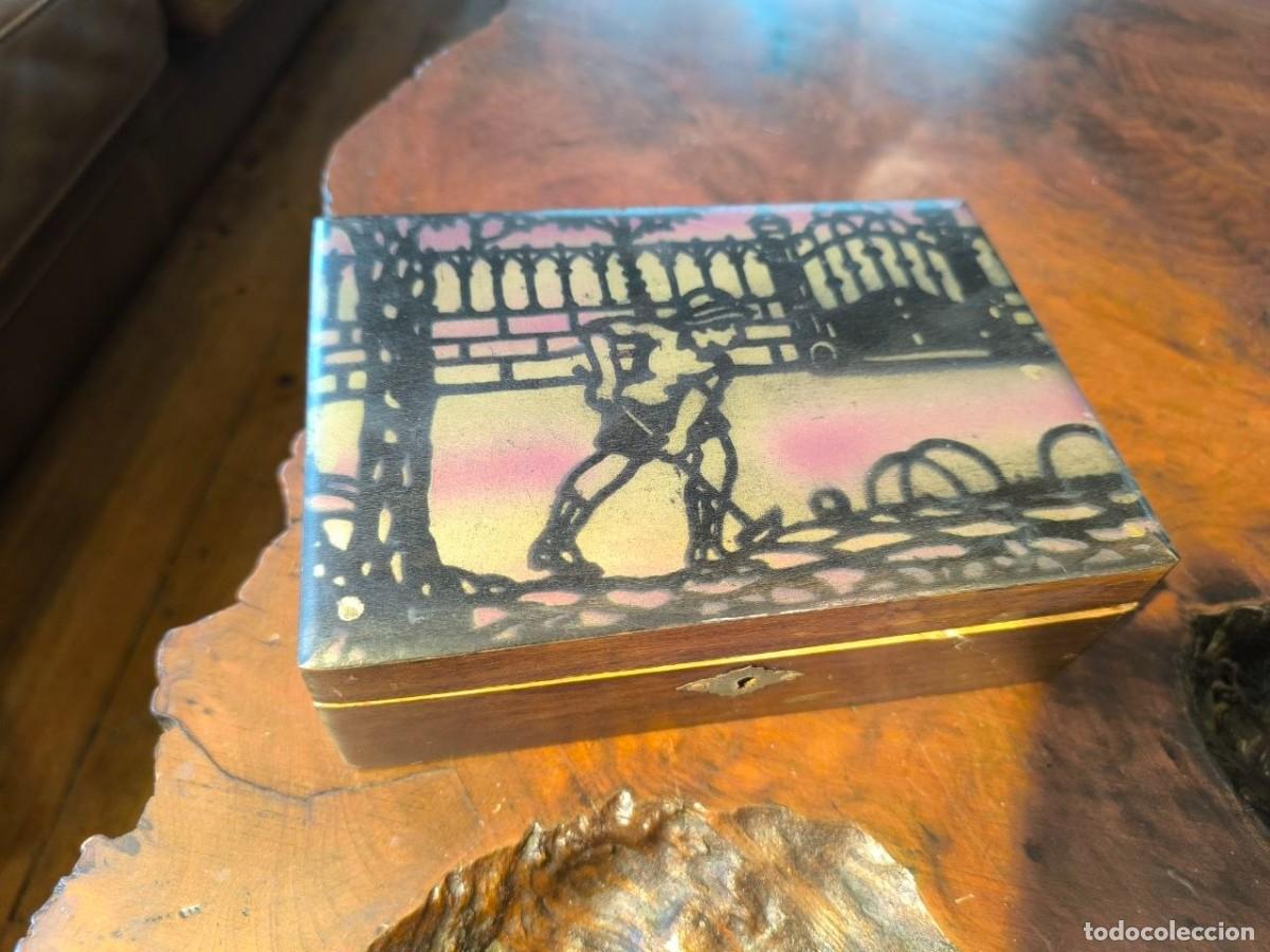 Cajas y cajitas met&aacute;licas: CAJA DE MADERA ANTIGUA MODERNISTA 20X14X6 CM