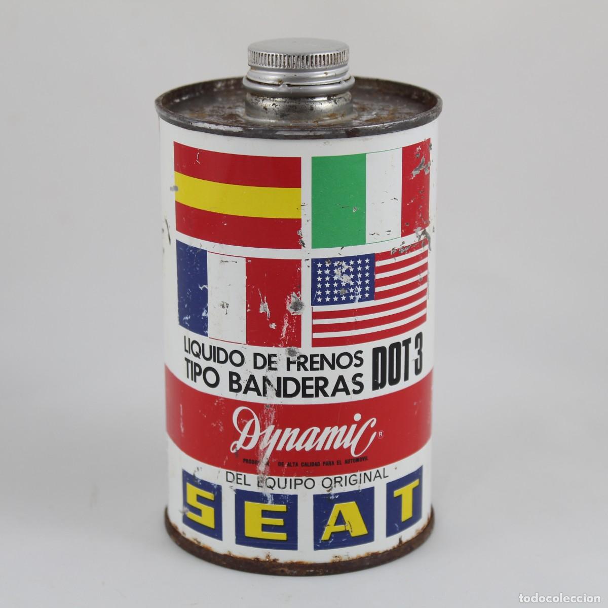 Cajas y cajitas met&aacute;licas: Antigua Lata Liquido Frenos SEAT DOT 3 Vintage Automobilia Publicidad Taller