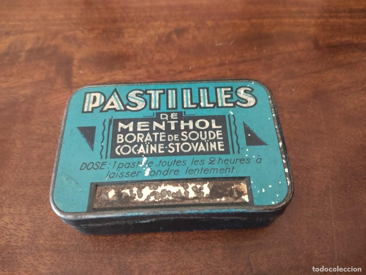 Cajas y cajitas met&aacute;licas: Cajita Pastilles Menthol, Borate de Soude y Cocaine Sotovaine.