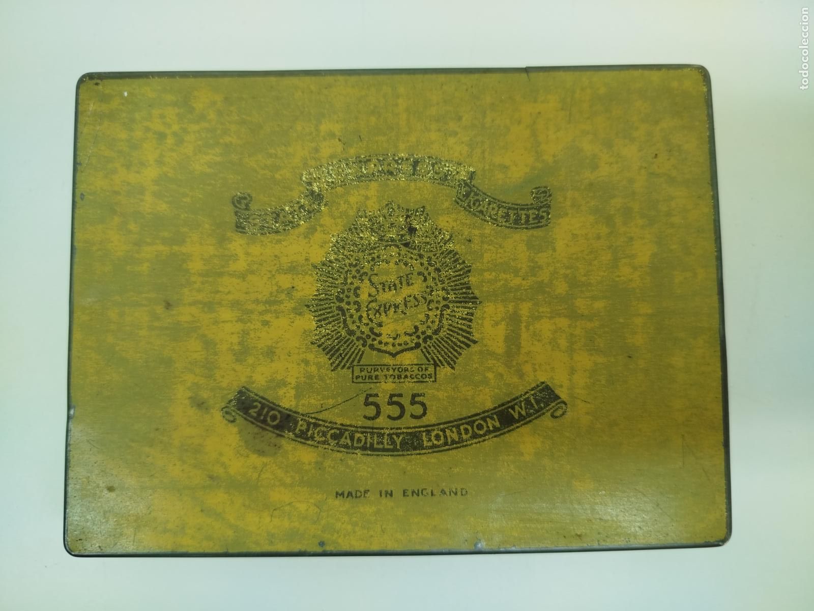 Cajas y cajitas met&aacute;licas: ANTIGUA CAJA METALICA DE TABACO STATE EXPRESS 555 - A&Ntilde;OS 40/50&rdquo;.