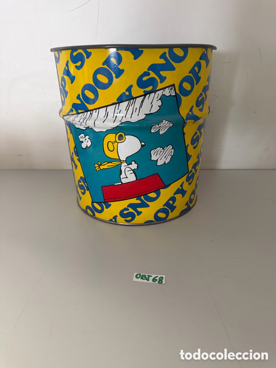 Cajas y cajitas met&aacute;licas: Cubo papelera infantil met&aacute;lica de Snoopy