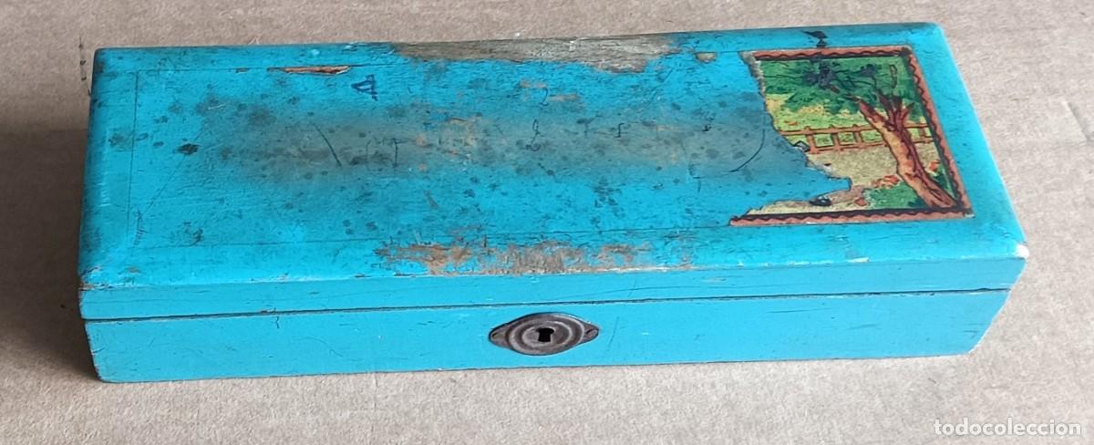 Cajas y cajitas met&aacute;licas: PLUMIER &ndash; CAJA DE MADERA ESCOLAR - El dibujo de arriba se le ha ido casi completo