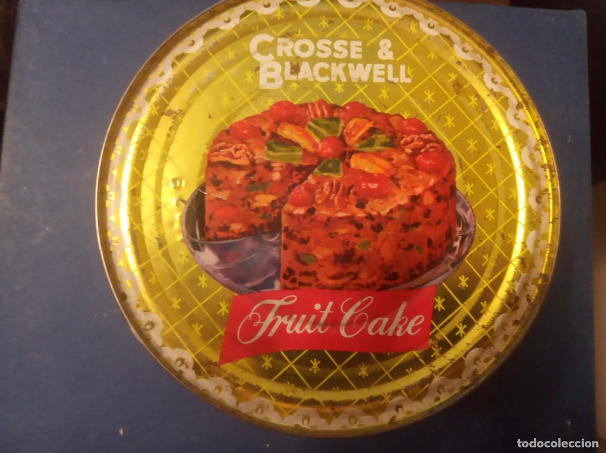 Cajas y cajitas met&aacute;licas: Antigua lata publicitaria Crosse & Blackwell Fruit Cake USA c. 1960