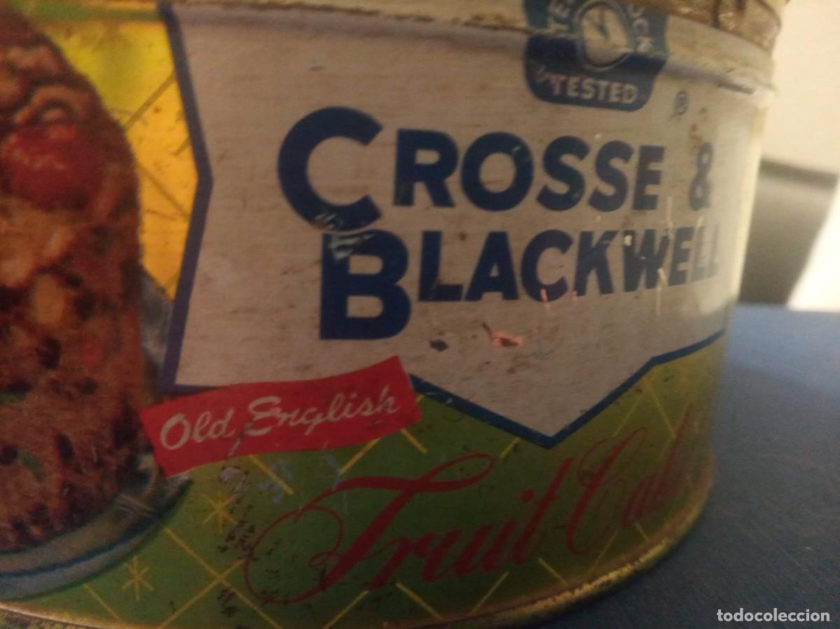 Casse e cassette metalliche: Antigua lata publicitaria Crosse & Blackwell Fruit Cake USA c. 1960