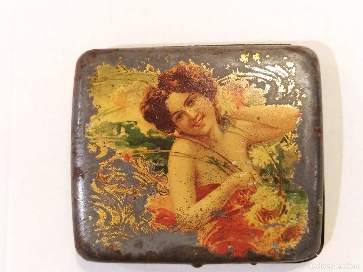 Cajas y cajitas met&aacute;licas: ELIXIR ESTOMACAL SAIZ DE CARLOS , MADRID - CAJA ANTIGUA DE CHAPA - MODERNISTA -VER FOTOS-(K-15.435)