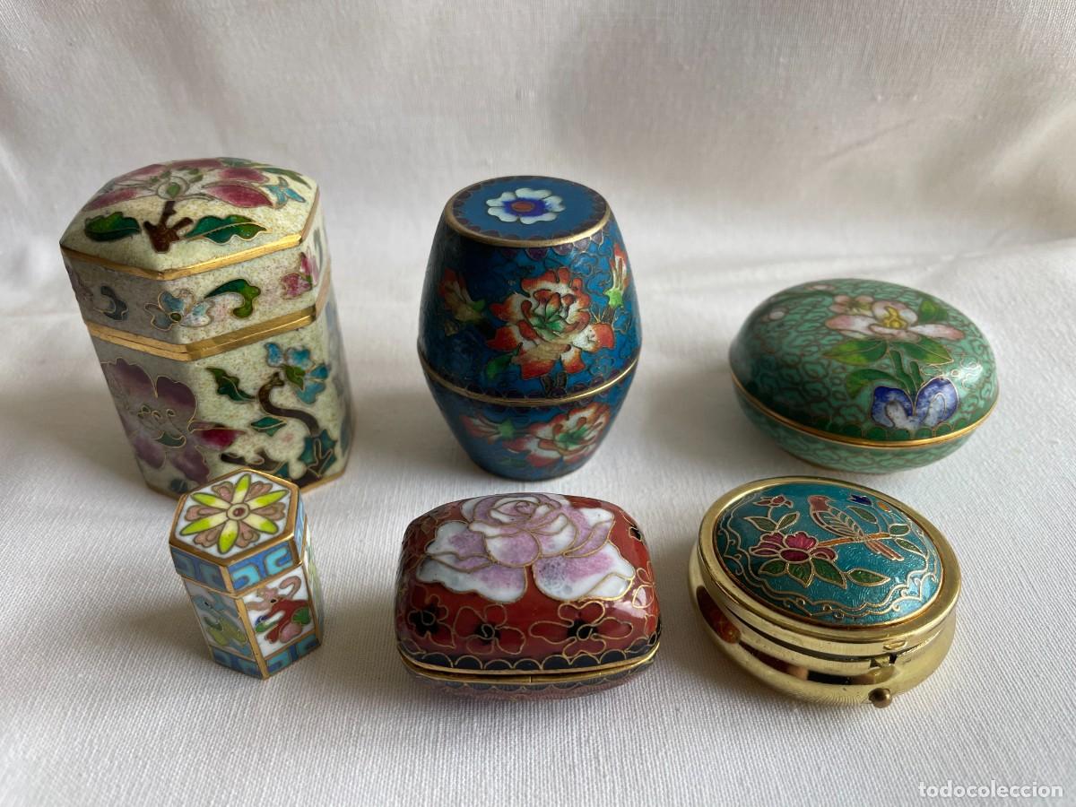 Cajas y cajitas met&aacute;licas: LOTE DE CAJAS Y PASTILLEROS ANTIGUOS DE CLOISONN&Eacute;