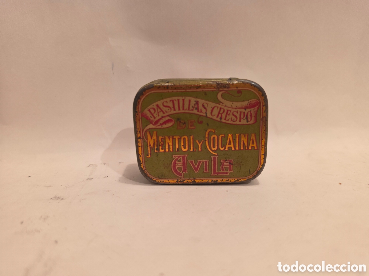 Cajas y cajitas met&aacute;licas: PASTILLAS CRESPO. MENTOL Y COCAINA. AVILA. ANTIGUA CAJA METALICA. A&Ntilde;OS 30.