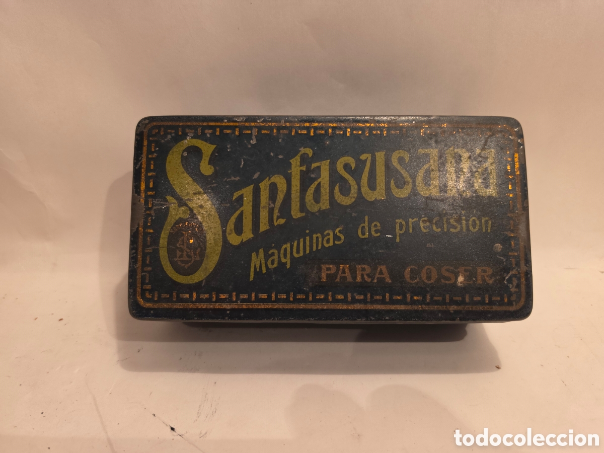 Cajas y cajitas met&aacute;licas: SANTASUSANA. MAQUINAS DE PRECISION PARA COSER. ANTIGUA CAJA METALICA.