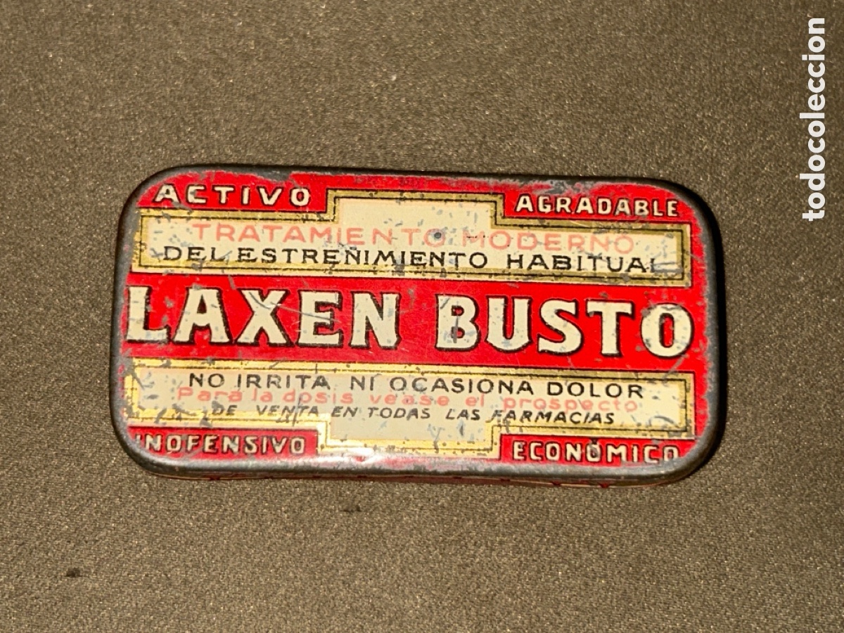 Cajas y cajitas met&aacute;licas: ANTIGUA CAJA DE HOJALATA LAXEN BUSTO, 7&rsquo;5 CM X 4 CM