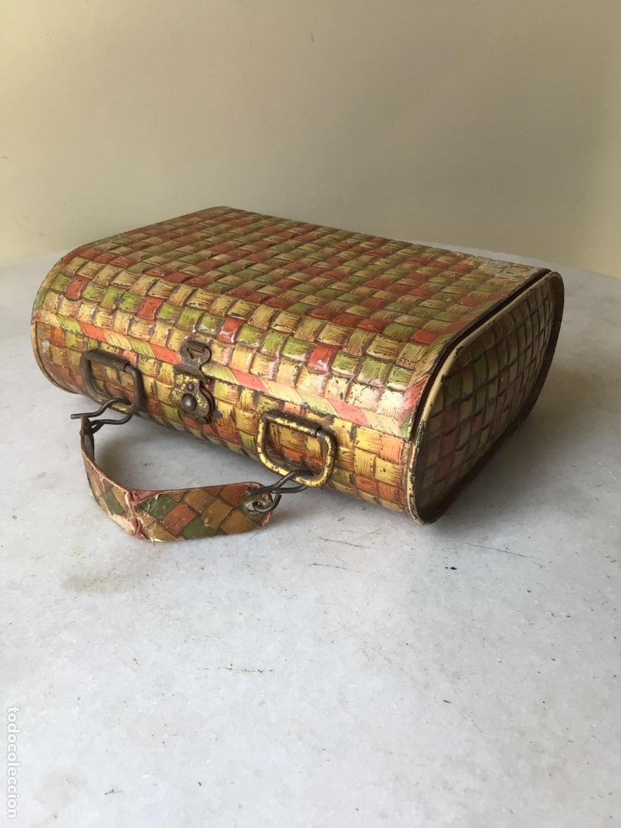 Cajas y cajitas met&aacute;licas: ANTIGUA LATA - CABAS MODERNISTA DE PRINCIPIO 1900 , GRAN BOLSO CON ASA