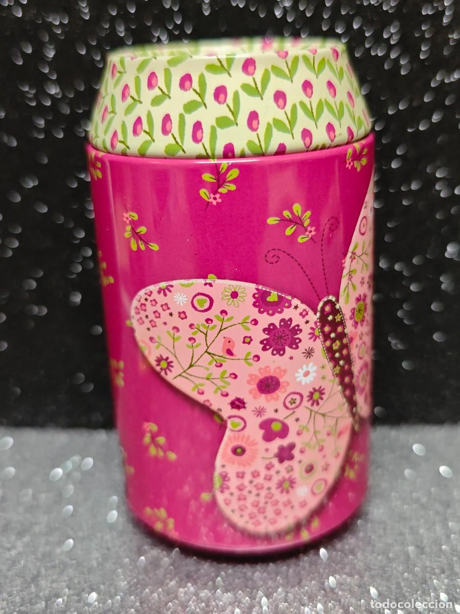 Cajas y cajitas met&aacute;licas: ANTIGUo BOTE HUCHA BUSQUETS MARIPOSA