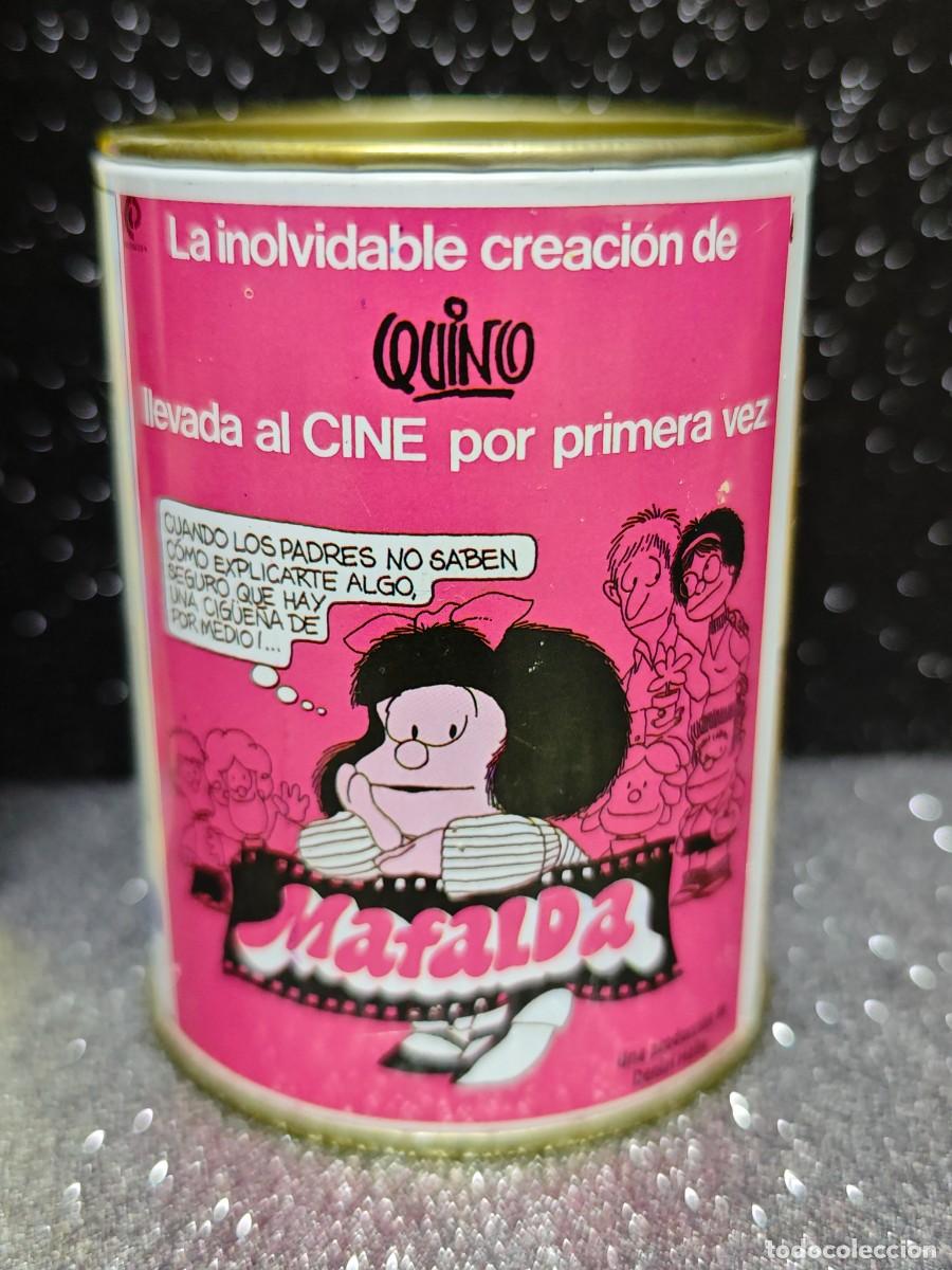 Cajas y cajitas met&aacute;licas: ANTIGUo BOTE HUCHA A&Ntilde;OS 90 MAFALDA CANTIFLAS LOS GOONIES