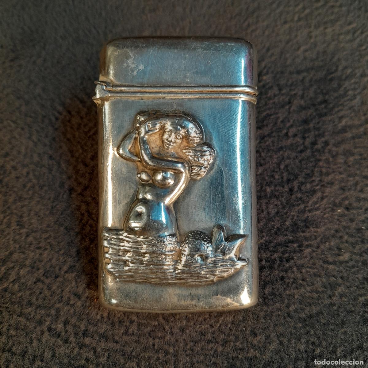 Caixas e caixinhas met&aacute;licas: CP-2. ESTUCHE DE BOLSILLO PARA CERILLAS EN PLATA DE LEY. PRINCIPIOS S. XX.