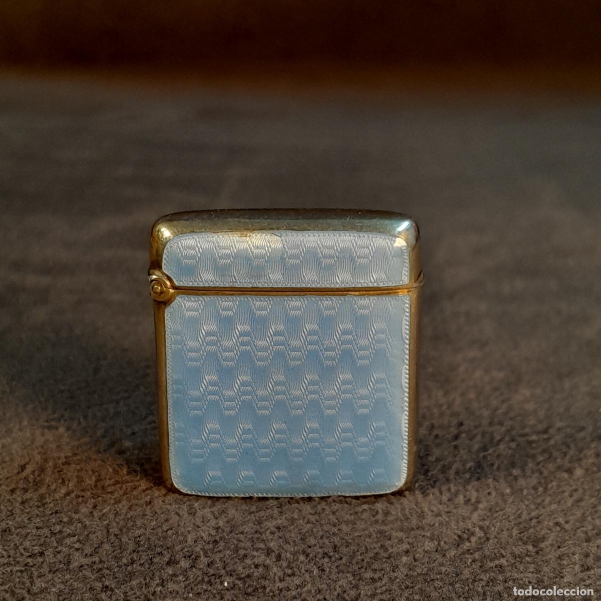 Caixas e caixinhas met&aacute;licas: CP-5. ESTUCHE PARA CERILLAS EN PLATA DORADA Y ESMALTE GUILLOCH&Eacute;. 1900 CA
