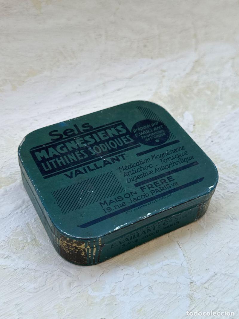 Cajas y cajitas met&aacute;licas: Caja met&aacute;lica antigua &ldquo;Sales Magnesianas Lithin&eacute;es Vaillant&rdquo; &ndash; Farmacia francesa Par&iacute;s (Vintage)