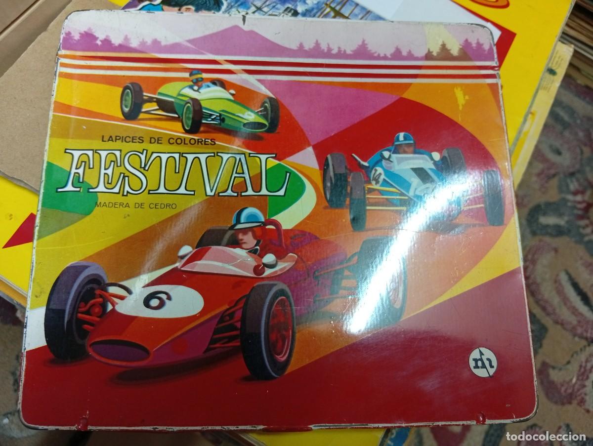Cajas y cajitas met&aacute;licas: Caja met&aacute;lica de l&aacute;pices de colores Festival.Vac&iacute;a.A&ntilde;os 70.