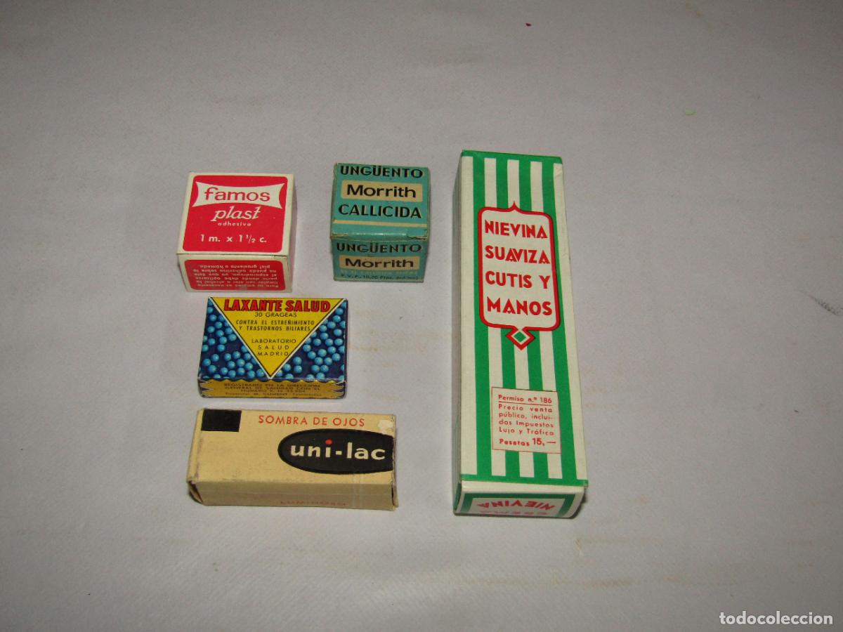 Cajas y cajitas met&aacute;licas: Antiguo Lote de Cajitas Completas con Productos de Farmacia y/o Medicinas a Estrenar