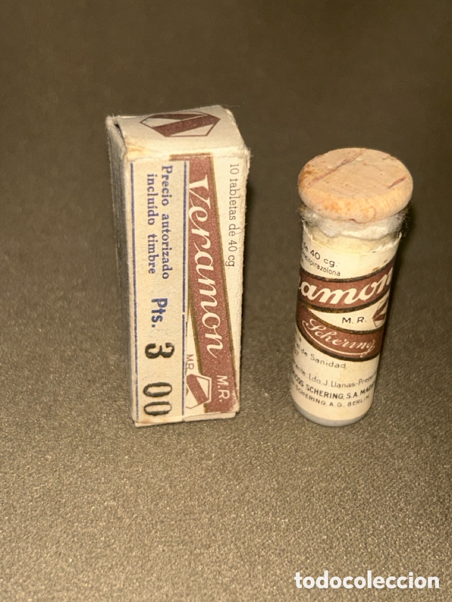 Cajas y cajitas met&aacute;licas: ANTIGUO TUBO BOTE DE MEDICAMENTO VERAMON CONTRA DOLORES DE TODA CLASE, A&Ntilde;OS 50