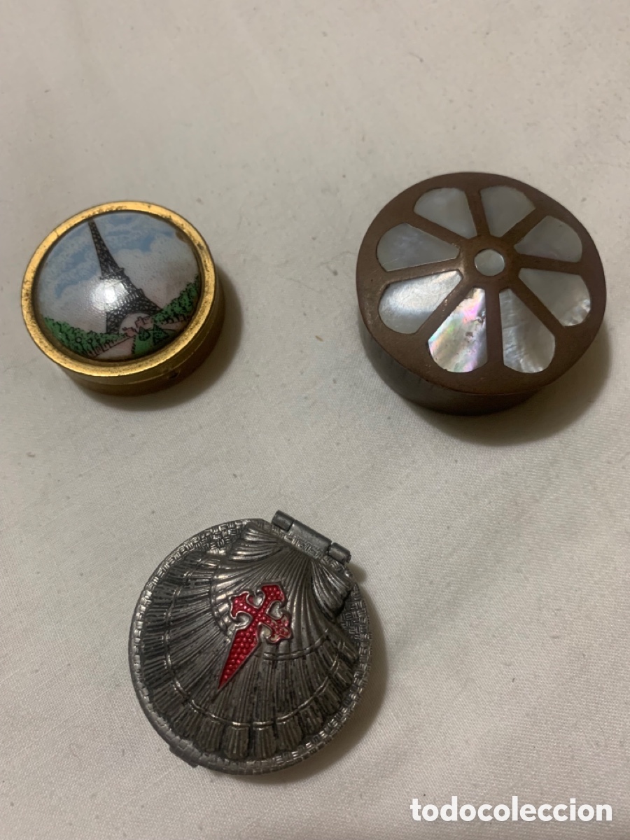 Cajas y cajitas met&aacute;licas: Lote de tres cajitas estilo vintage