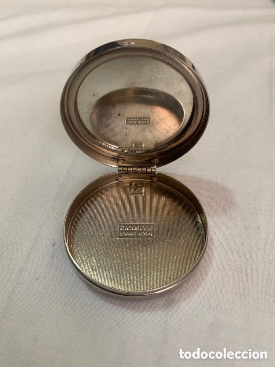 Cajas y cajitas met&aacute;licas: Polvera vintage BOURJOIS-PARIS plateada - Foto 3