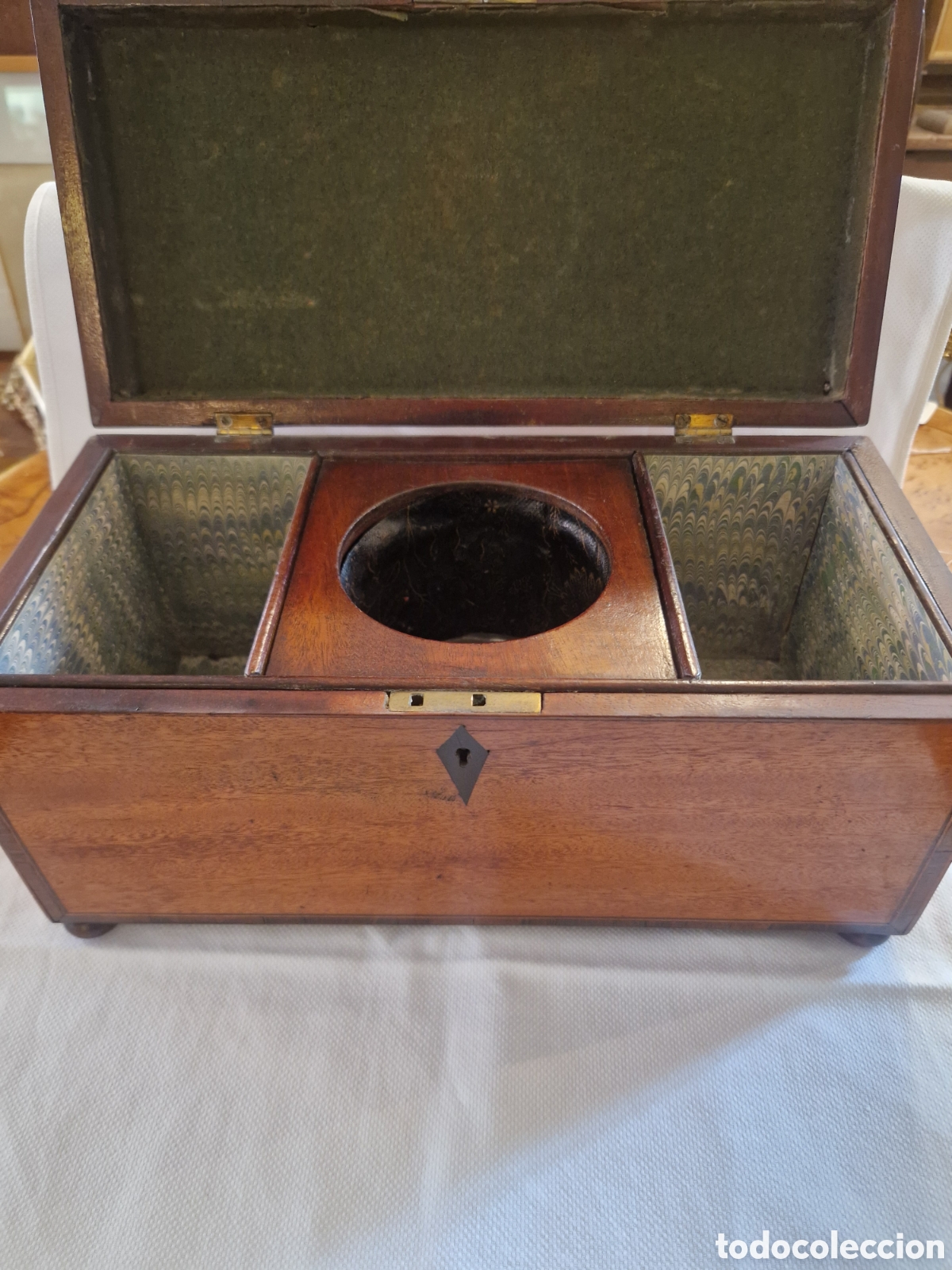 Cajas y cajitas met&aacute;licas: Antigua Caja de te inglesa del XIX en caoba