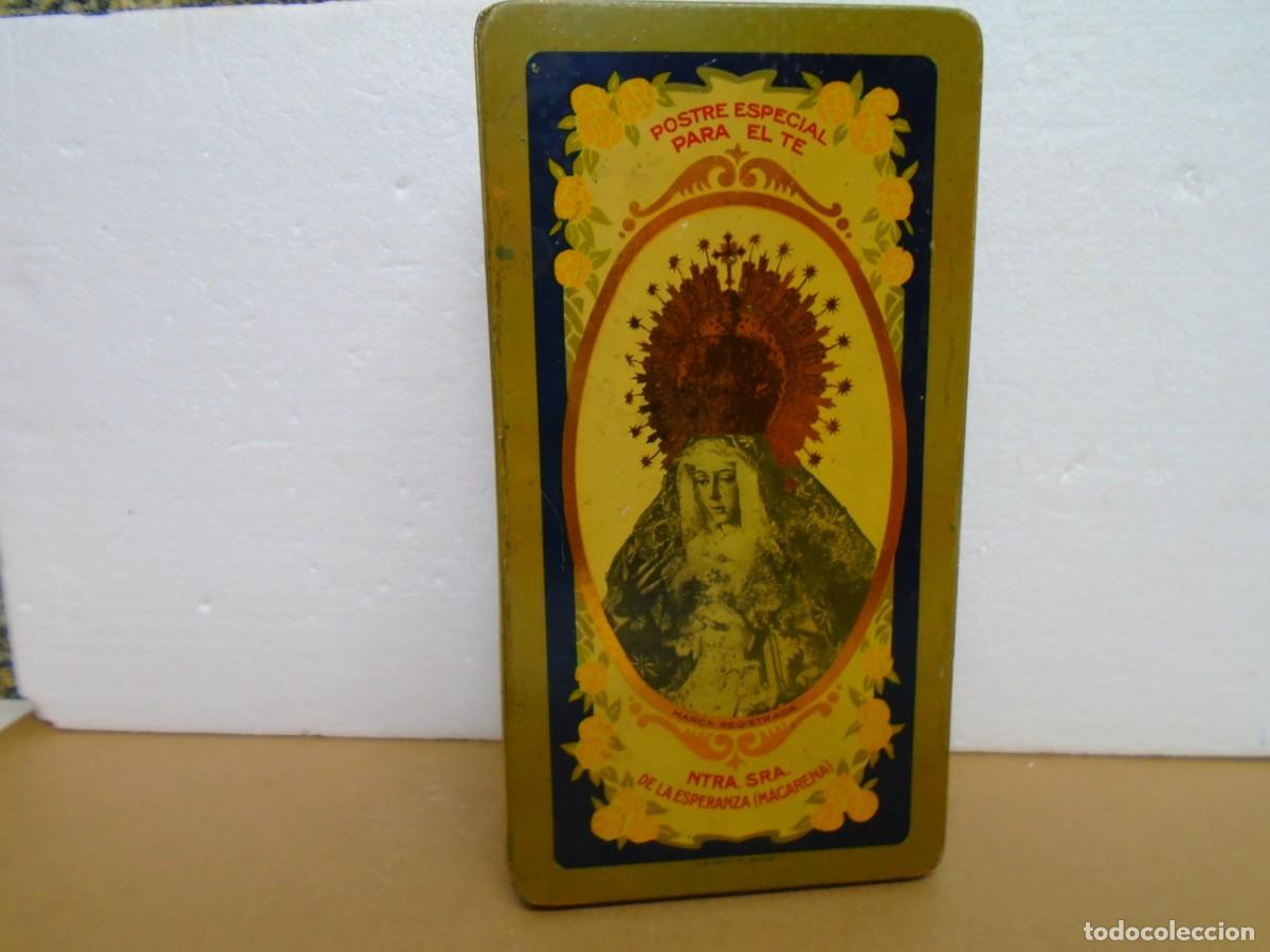 Cajas y cajitas met&aacute;licas: ANTIGUA CAJA DE HOJALATA LIT.S.PLATA&rdquo;NTRA.SRA.ESPERANZA MACARENA&rdquo;GERON-VALENCIA,MUY BONITA.