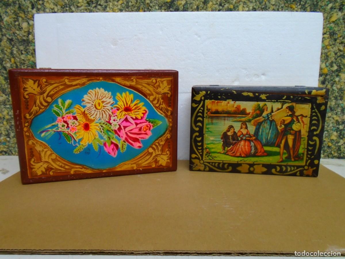Cajas y cajitas met&aacute;licas: ANTIGUAS CAJAS/PEINADOR CON ESPEJO INTERIOR EN TAPA,UNA CON SU LLAVE,VER FOTOS.