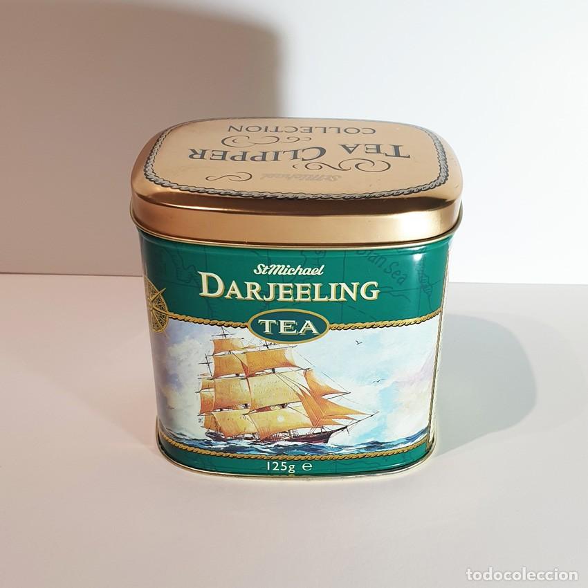 Cajas y cajitas met&aacute;licas: LATA DE T&Eacute; VINTAGE ST MICHAEL MARKS & SPENCER. TEA CLIPPER COLLECTION. DARJEELING. LITOGRAF&Iacute;A. 10CM