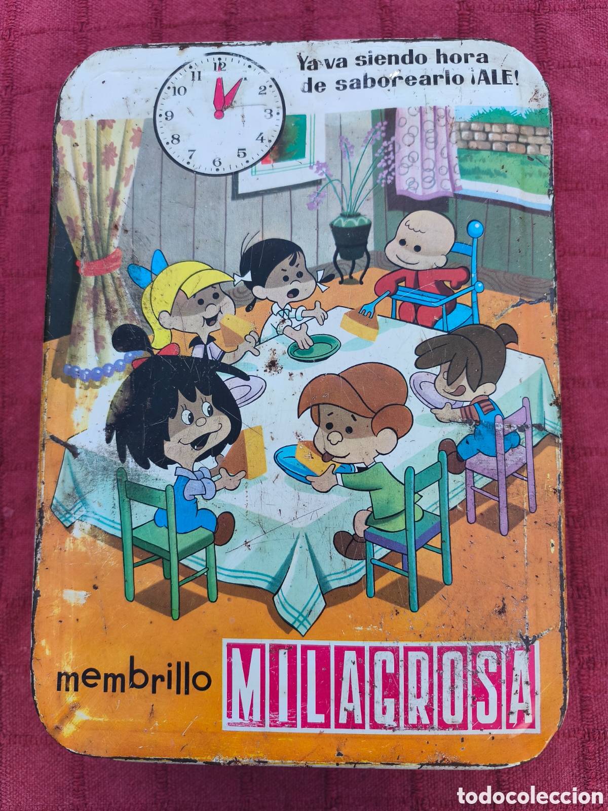 Cajas y cajitas met&aacute;licas: CAJA LATA MEMBRILLO MILAGROSA PUENTE GENIL CON PUBLICIDAD DE LA FAMILIA TELER&Iacute;N