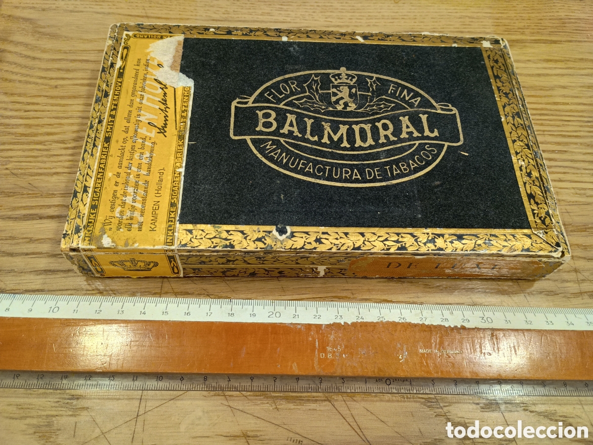 Cajas y cajitas met&aacute;licas: BALLMORAL FLOR FINA MANUFACTURA DE TABACOS - CAJA DE PUROS / CIGARROS DE MADERA - ORIGINAL